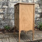 Art nouveau side table in raw wood