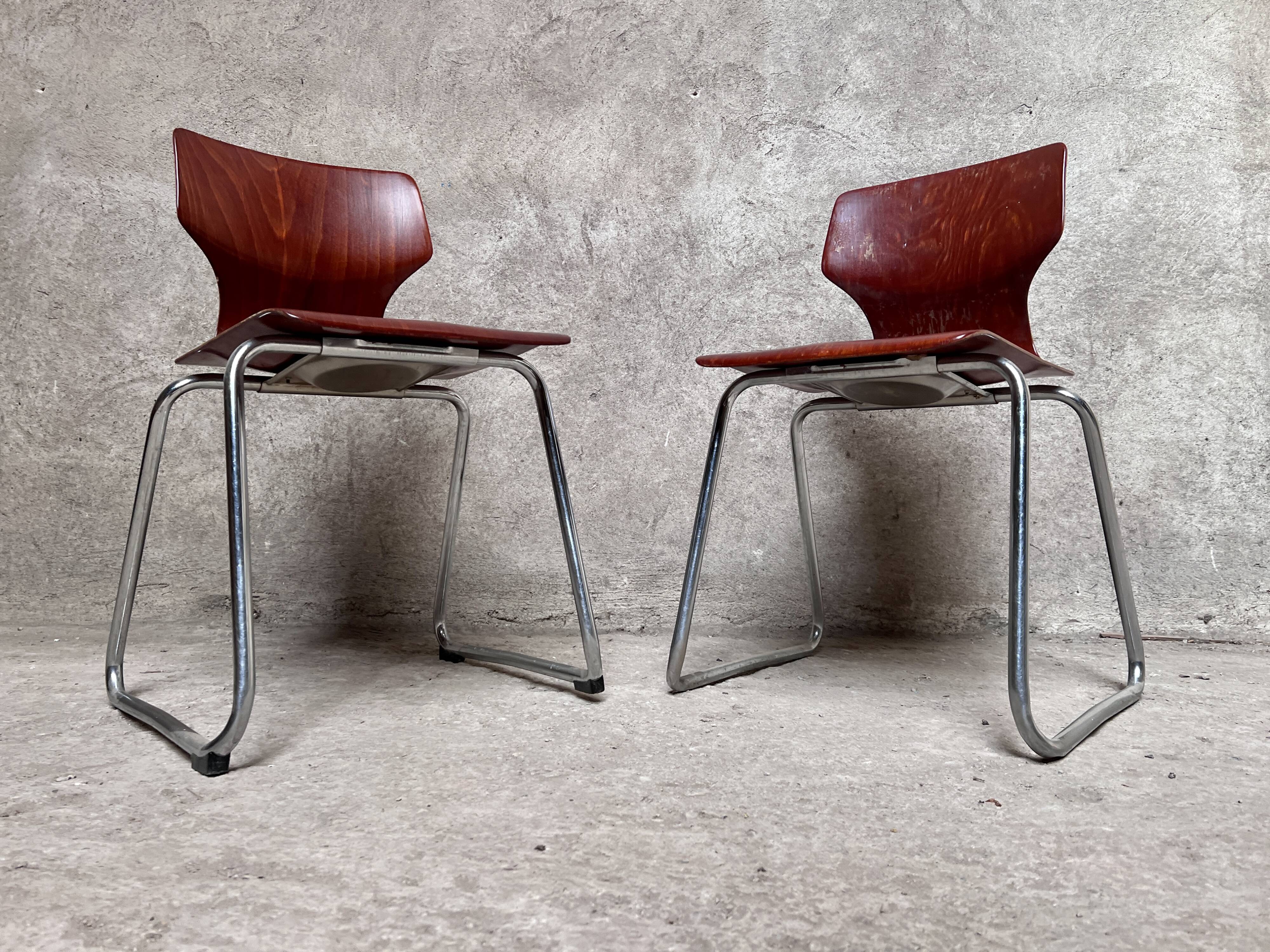 pair of vintage Flötotto chairs in pagwood 1970