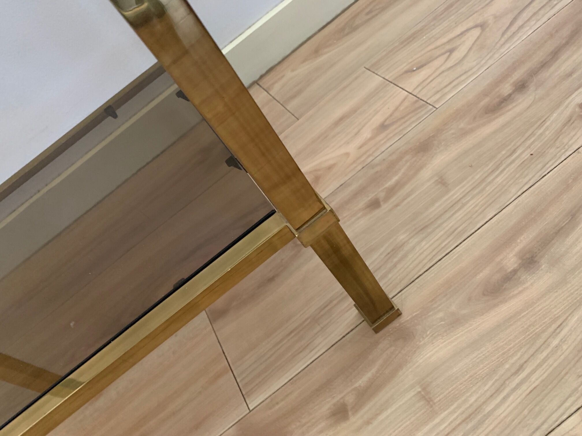 Brass console and smoked glass italy 1970