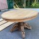Round extendable dining table Napoleon III renovated in 19th-century oak.
