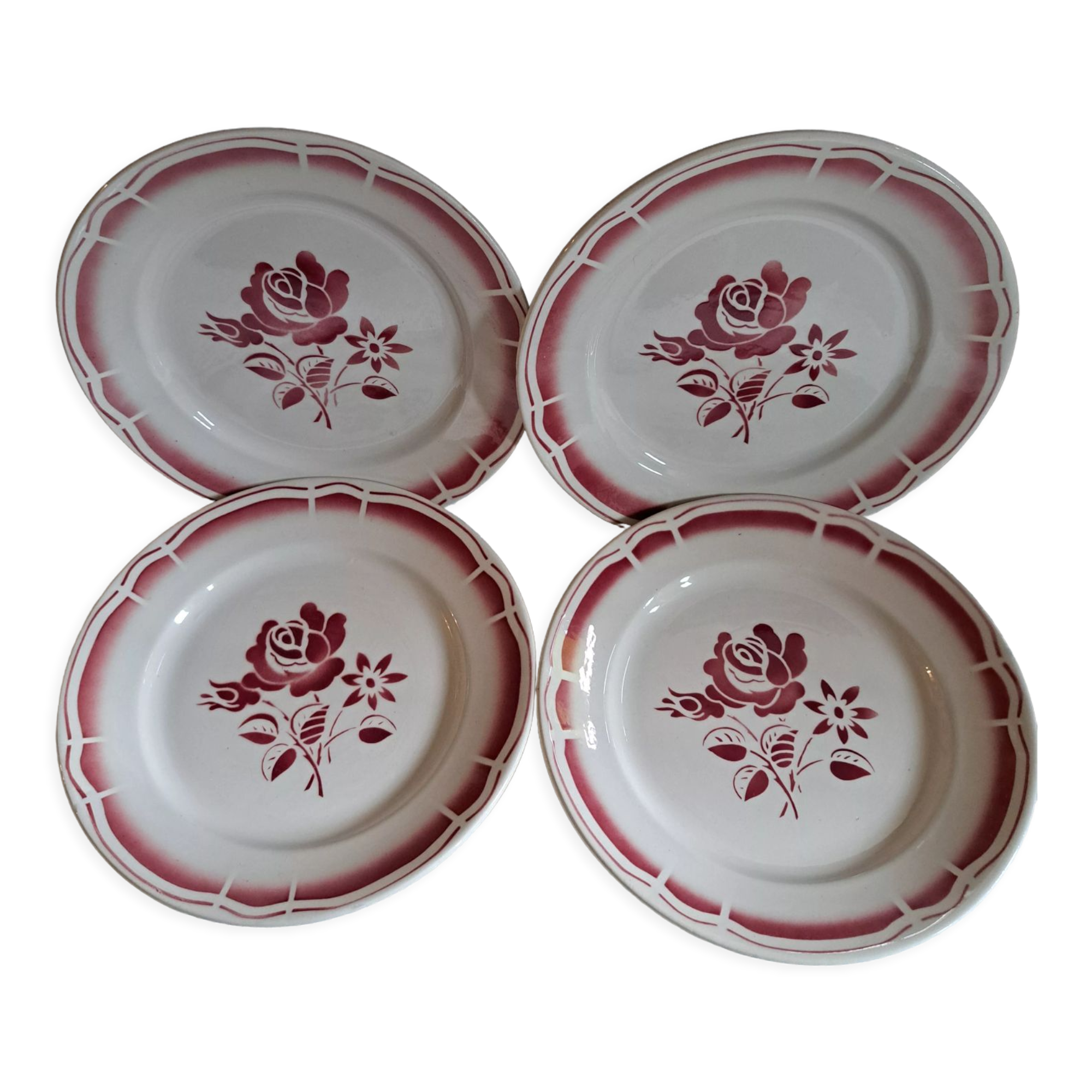 4 flat plates Badonviller Art Deco