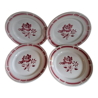 4 flat plates Badonviller Art Deco