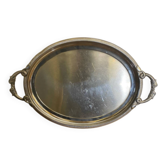 Plateau De Service Poissons Ancien Jean COUZON Inox Anses Dragons