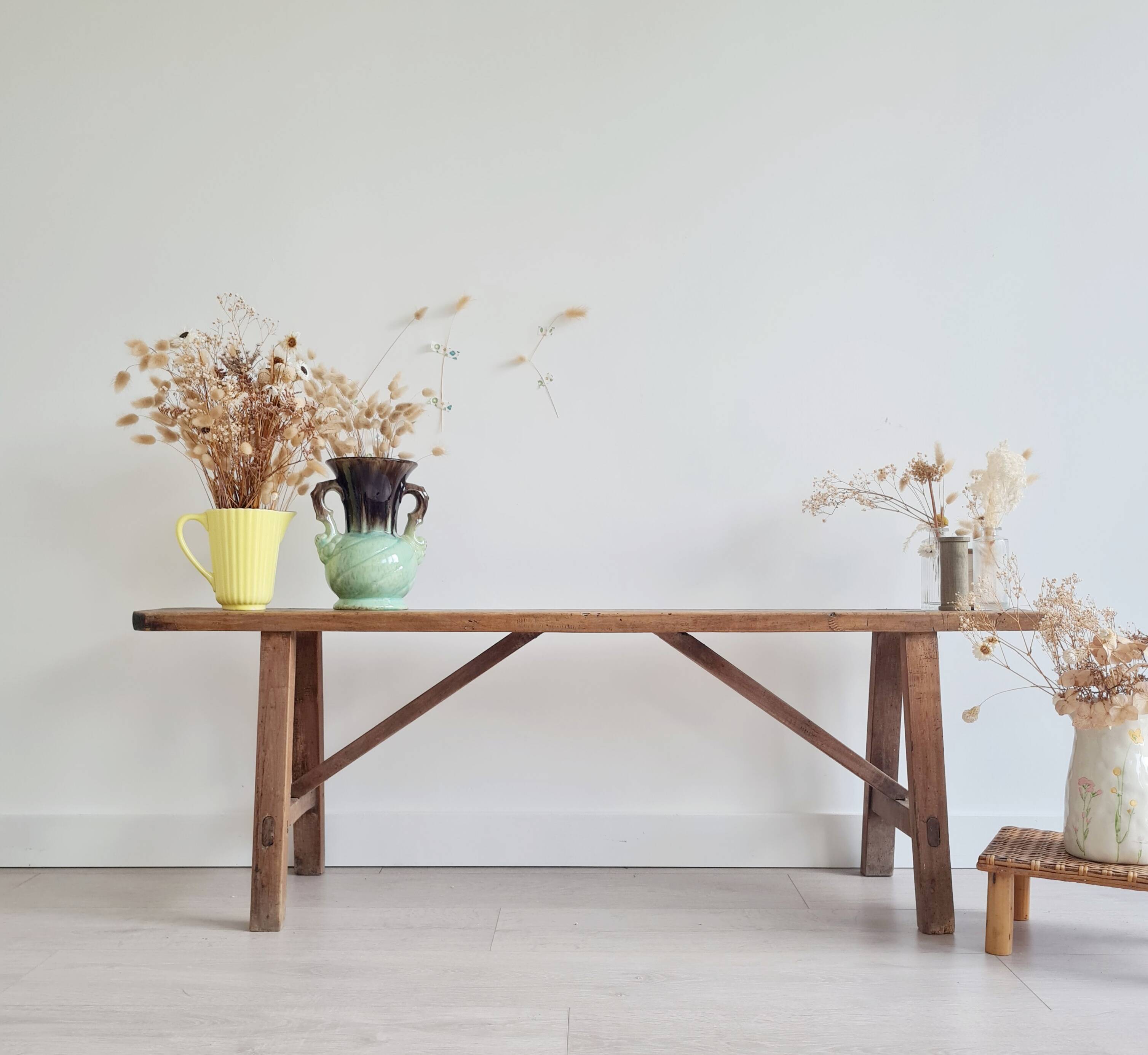 Antique wooden farm bench