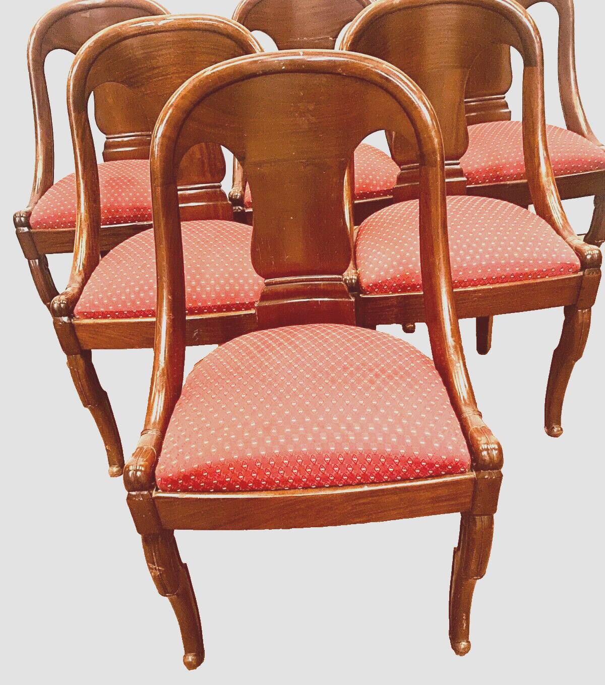 Suite de six chaises gondoles en acajou et placage XX siècle