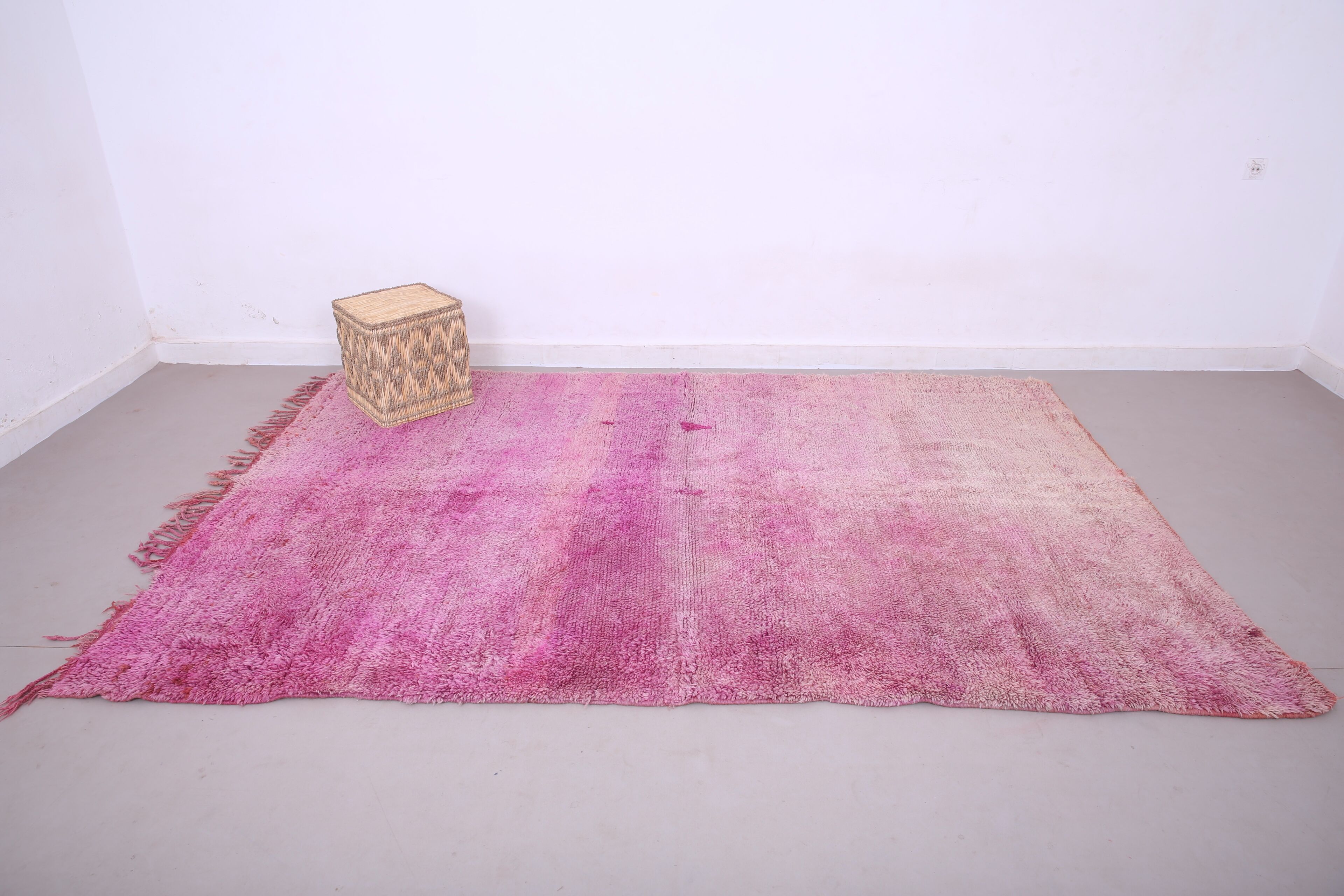 Tapis marocain vintage violet 197 x 296 cm - Tapis en laine berbère - Tapis fait main