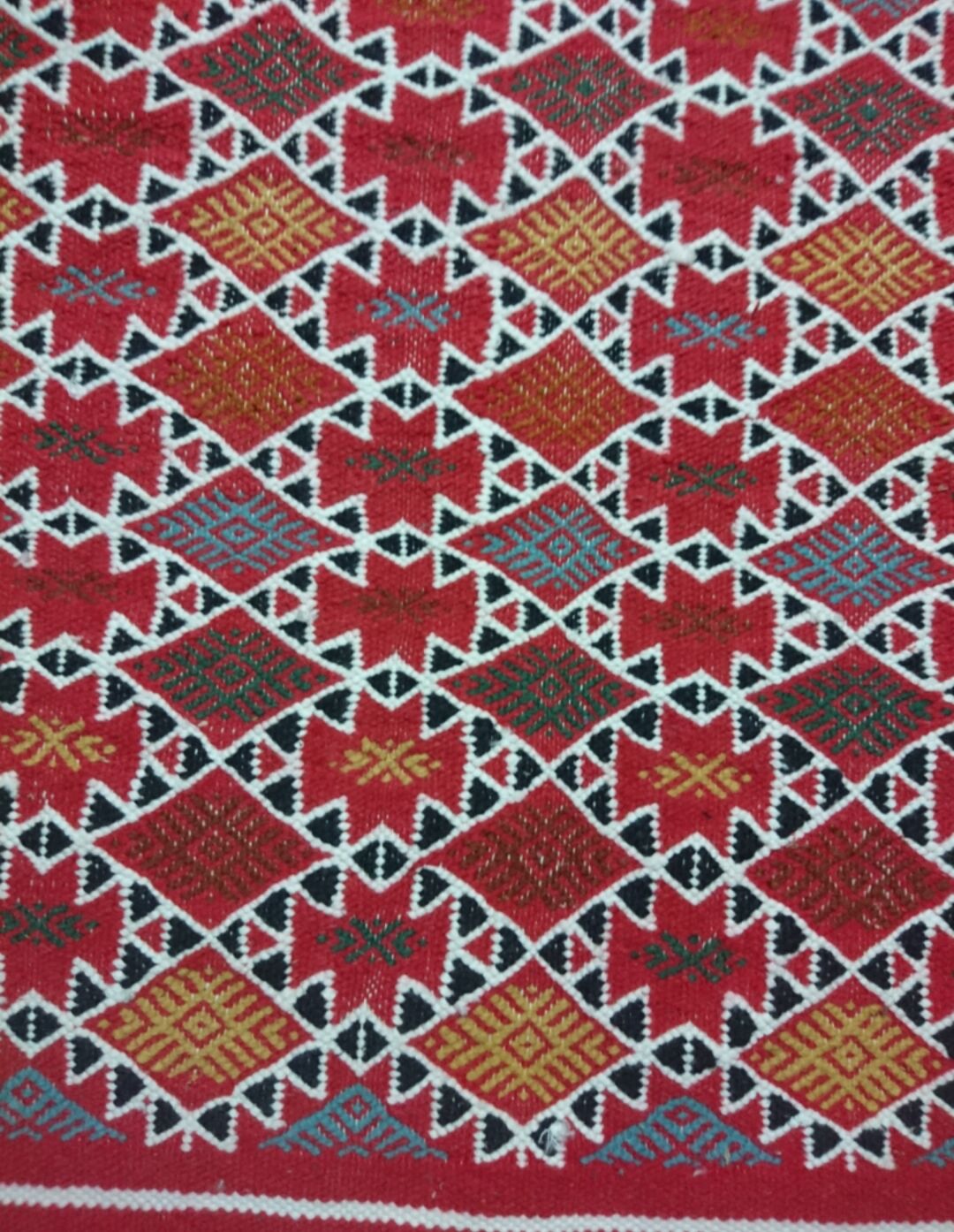 Red Berber carpet Handmade wool 105x205cm