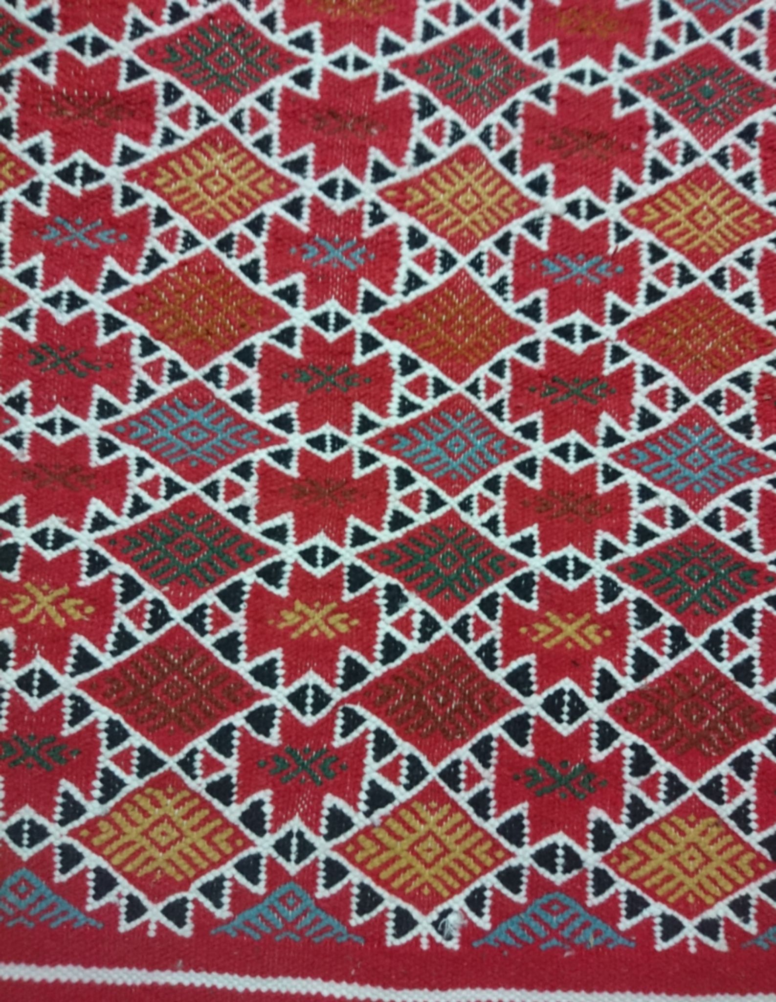 Red Berber carpet Handmade wool 105x205cm