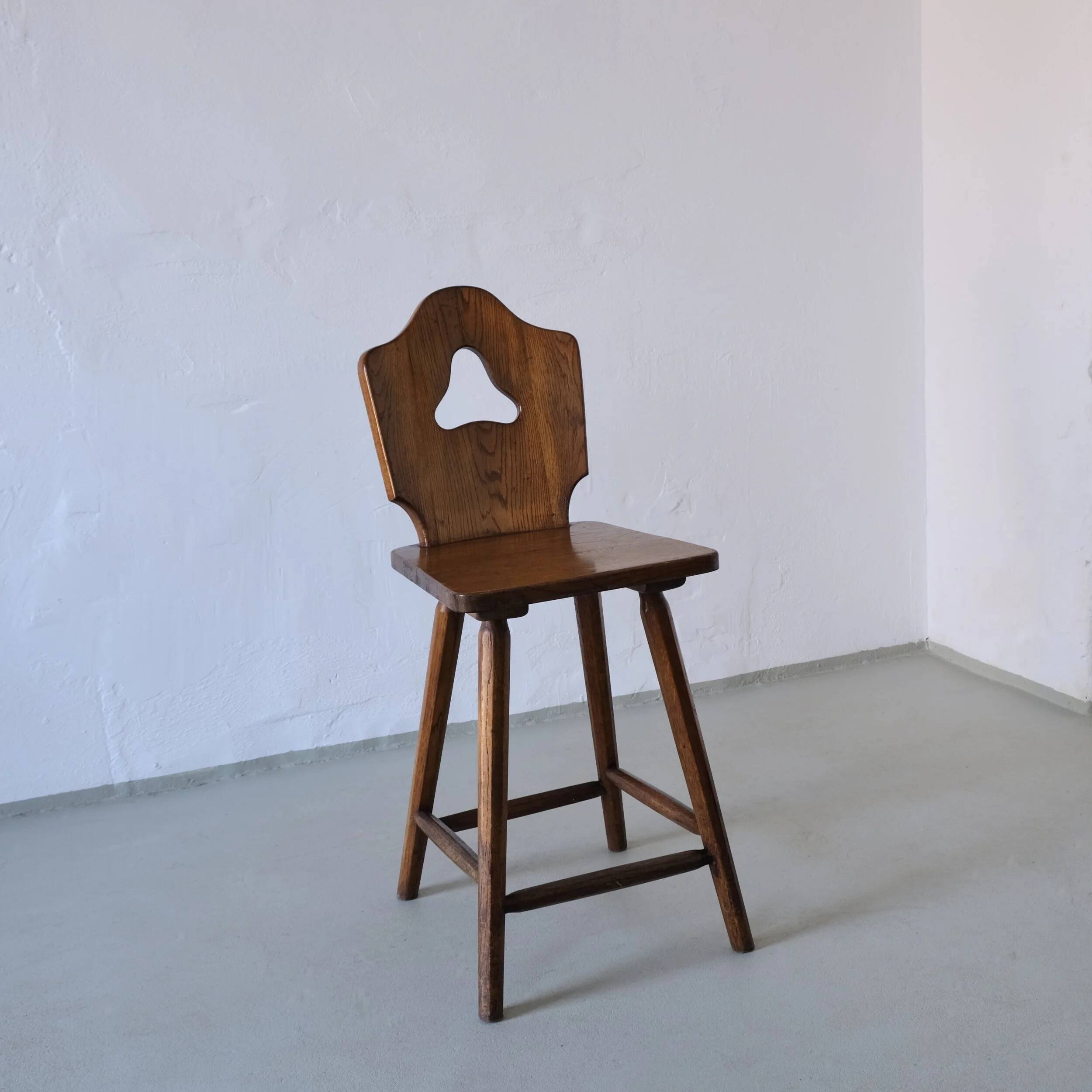 Brutalist oak bar chair | Germany | 1950s