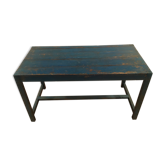 Table de cantine militaire en bois bleu