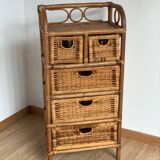 Rattan drawer unit