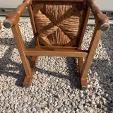 Set of 6 wooden and straw chairs