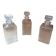 Set of 3 molded glass whiskey liqueur carafes + vintage stoppers