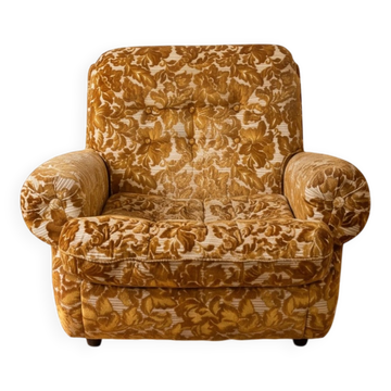 Fauteuil en velours doré, années 70