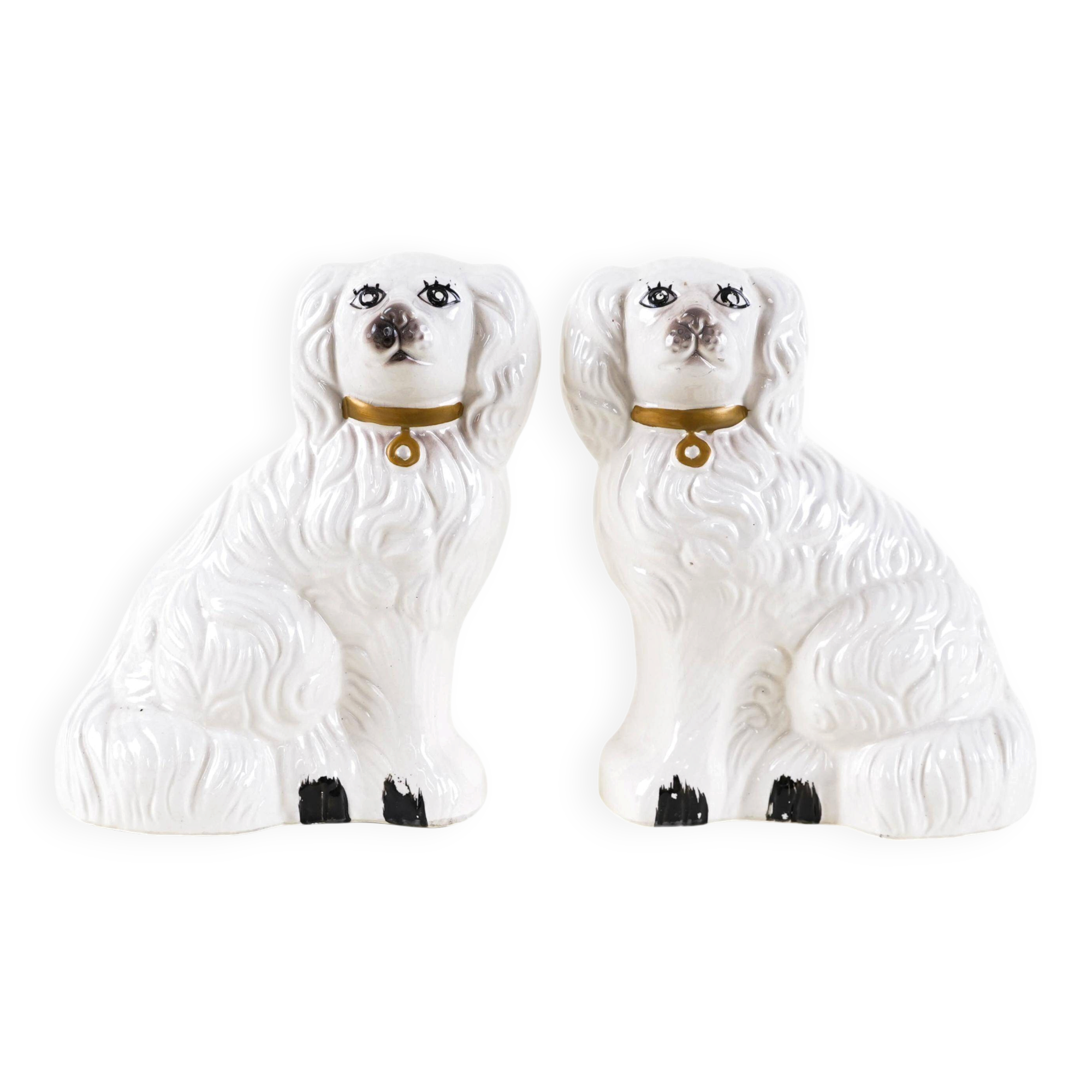 Figurines de chien en céramique, style anglais, années 1970, fabriquées en Angleterre.