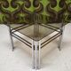 Table basse chrome verre fumé 1970"