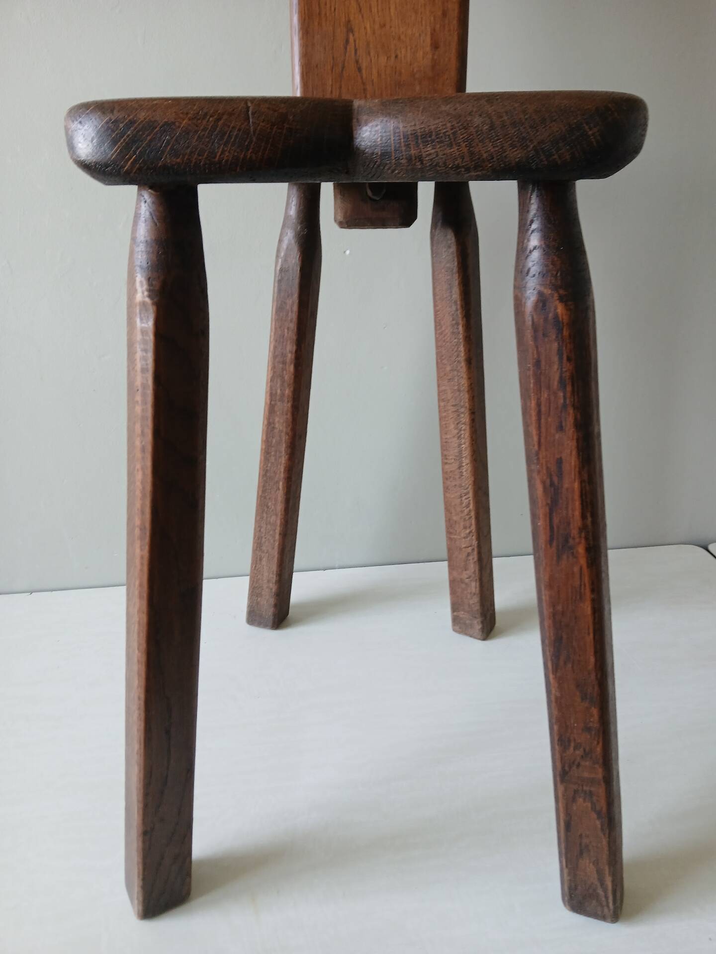 Antique Alpine peasant chair, Stabelle type, made of solid wood – 19th century.