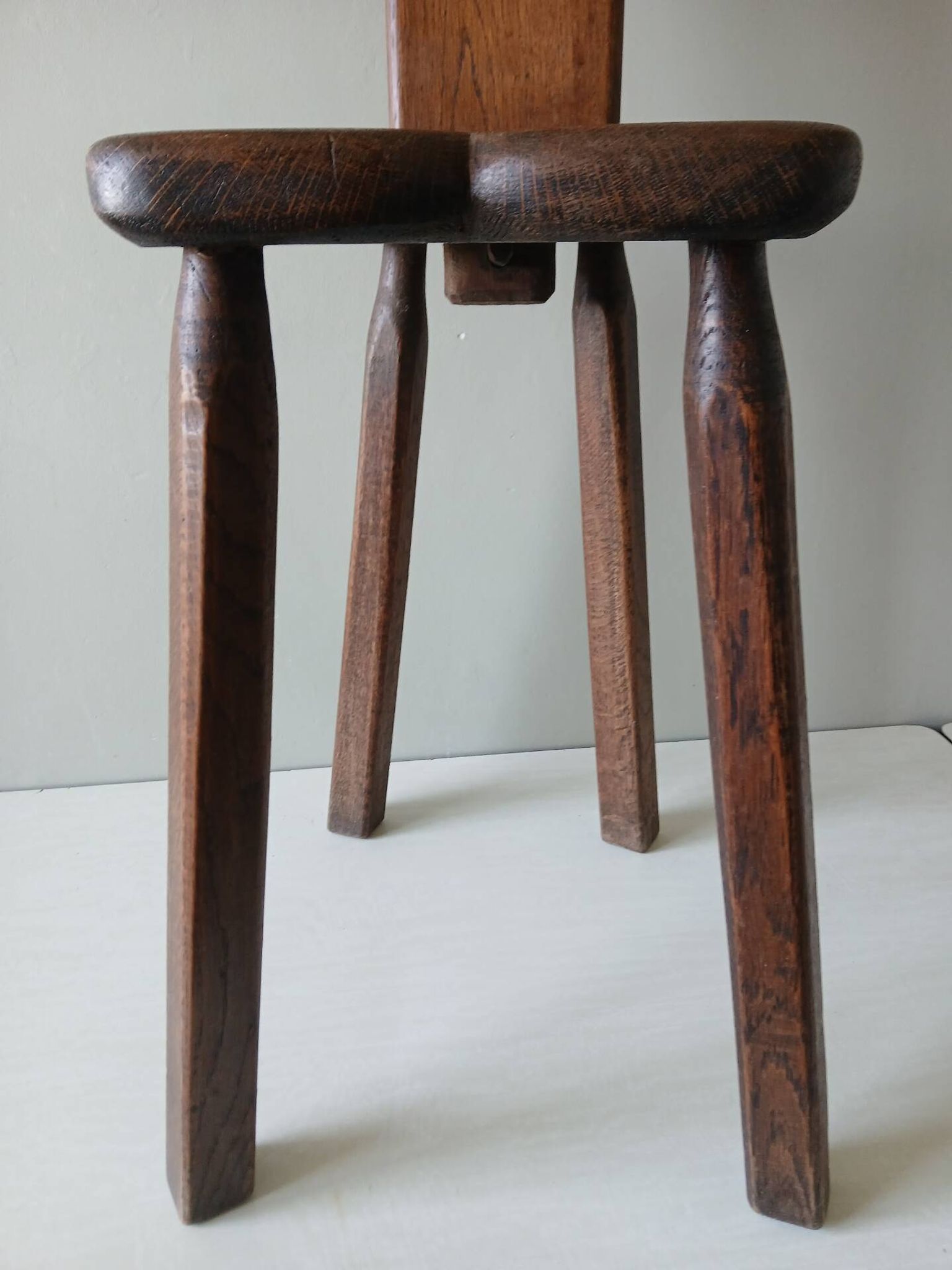 Antique Alpine peasant chair, Stabelle type, made of solid wood – 19th century.