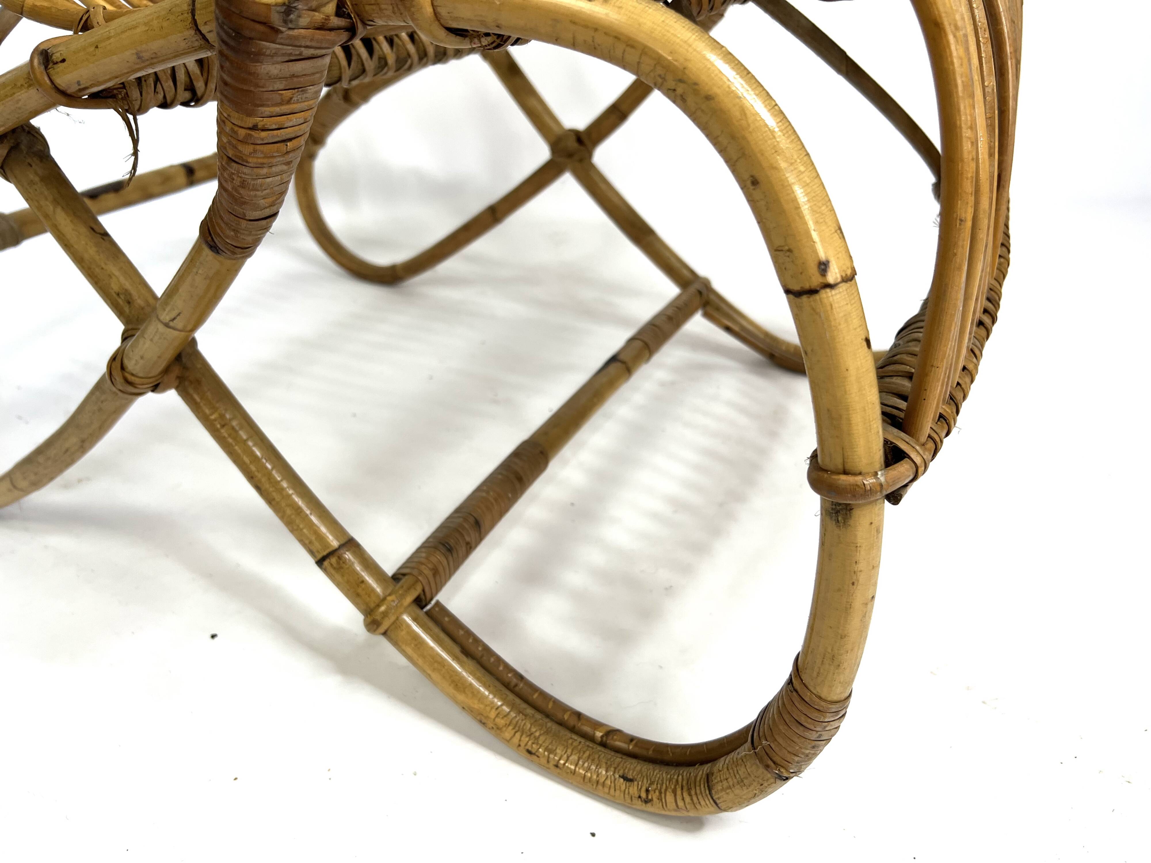 Vintage rattan armchair from the 1960s-1970s.