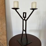 Vintage wrought iron anthropomorphic candle holder