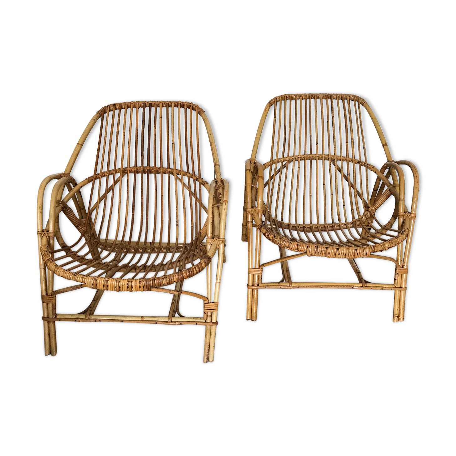 Pair of armchairs Basket Adult rattan