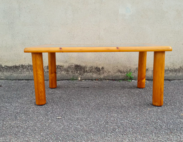 Italian pine and glass coffee table