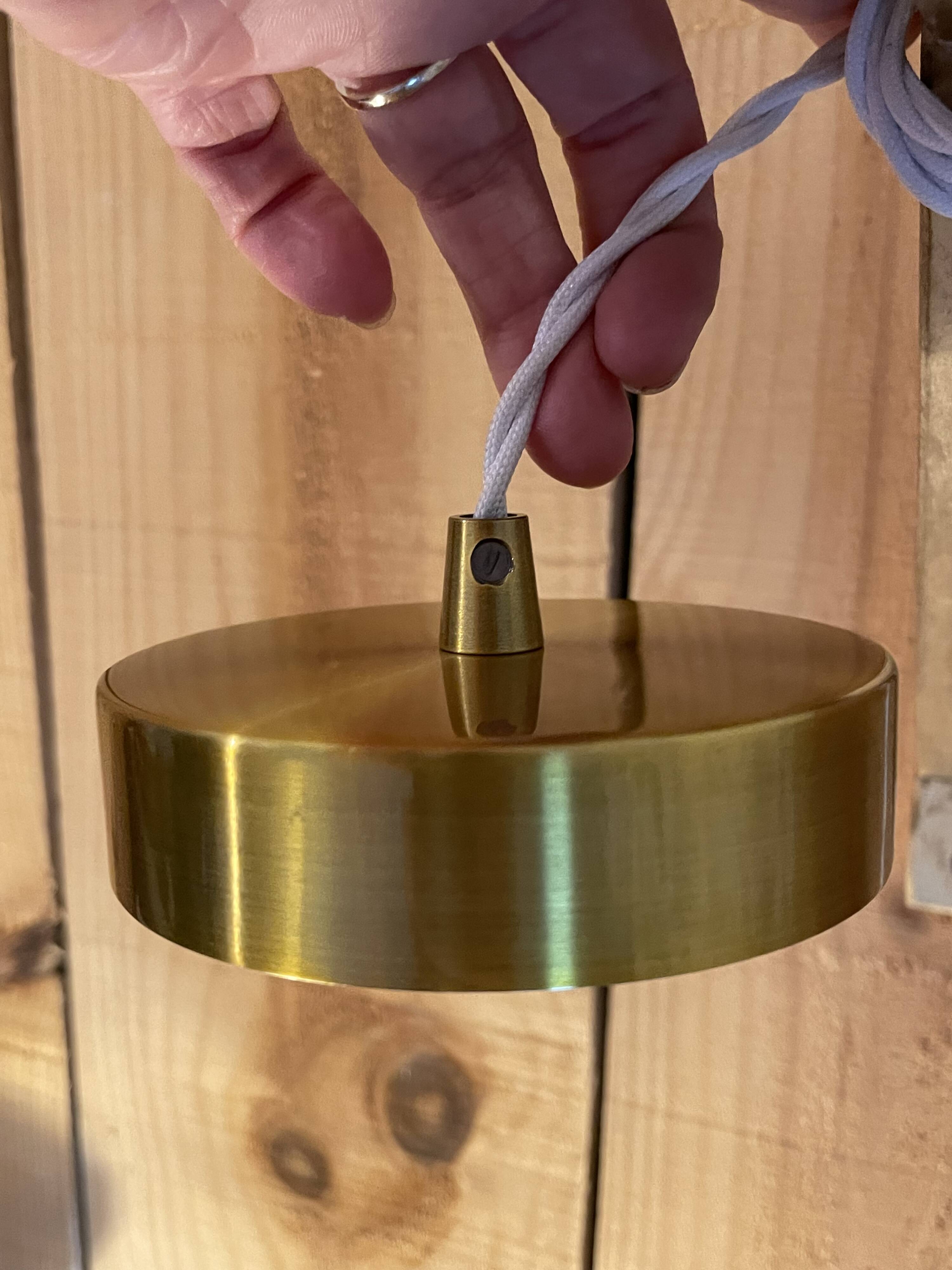White opaline and gold metal pendant light