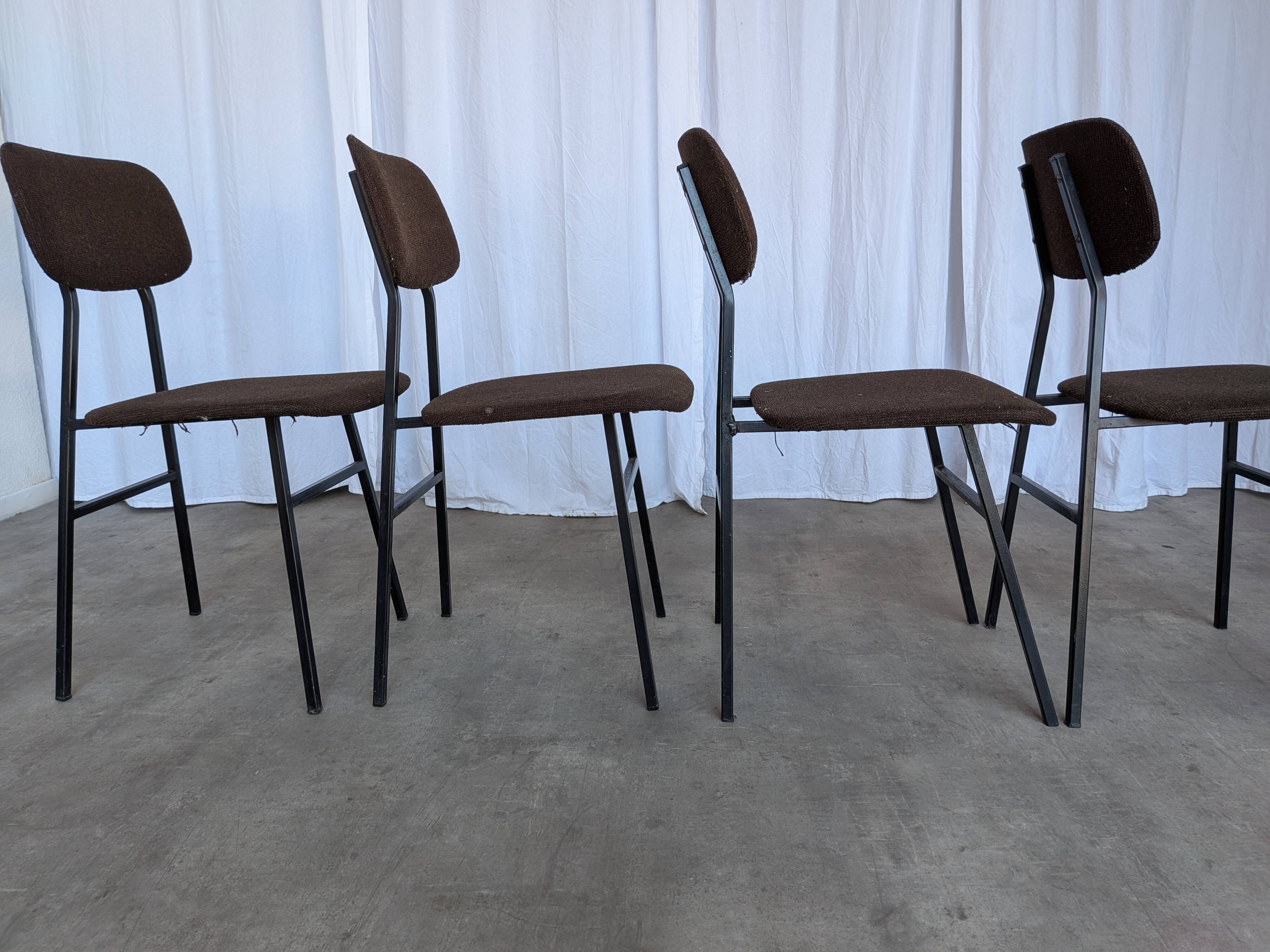 Chaises de salle à manger STOL Kamnik vintage (ensemble de 4) : tissu marron rétro des années 1970