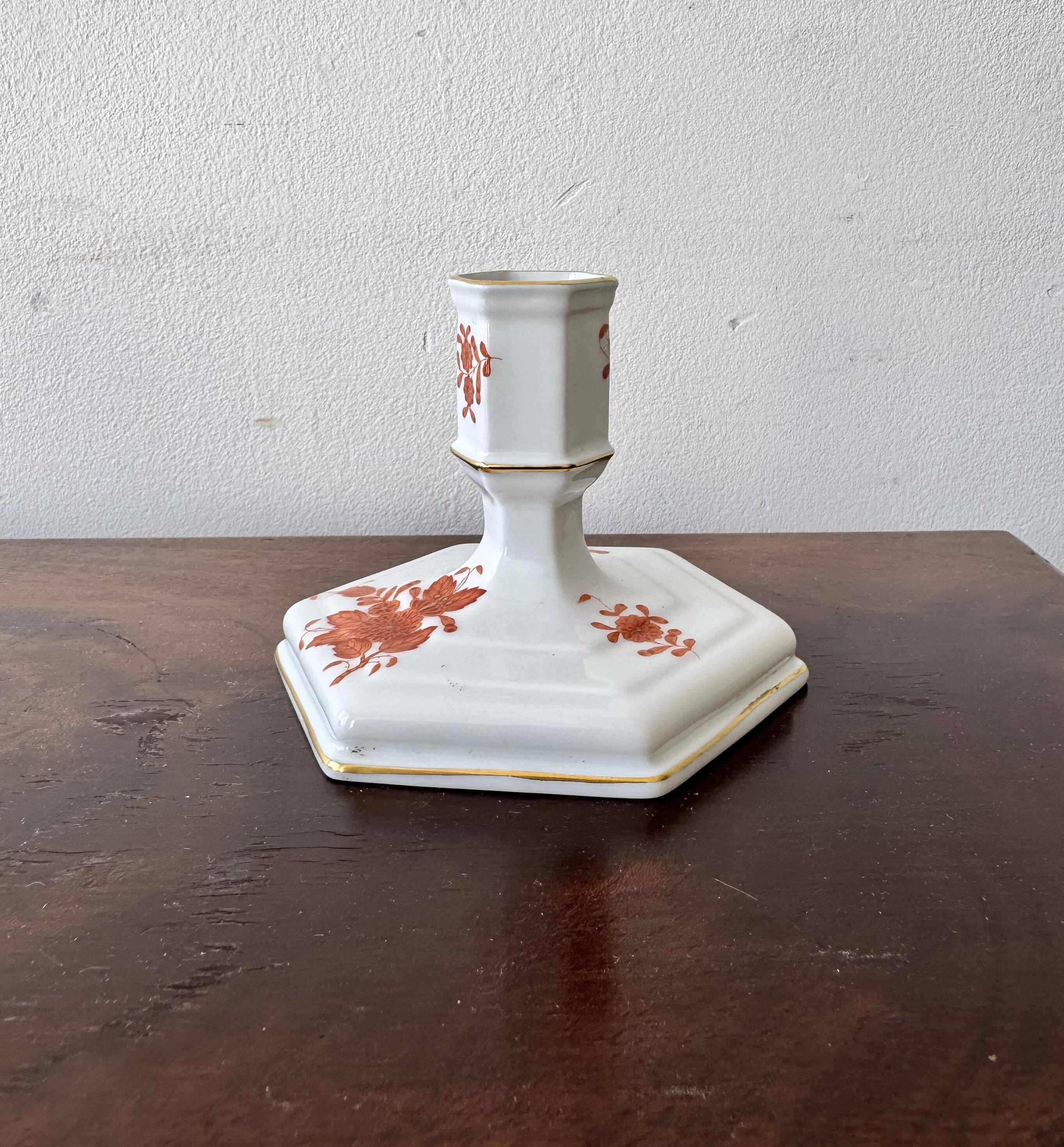Porcelain Candlestick Orange by Herend
