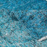 3x6 ft handmade vintage turkish rug over-dyed in teal, ideal 4 modern interiors