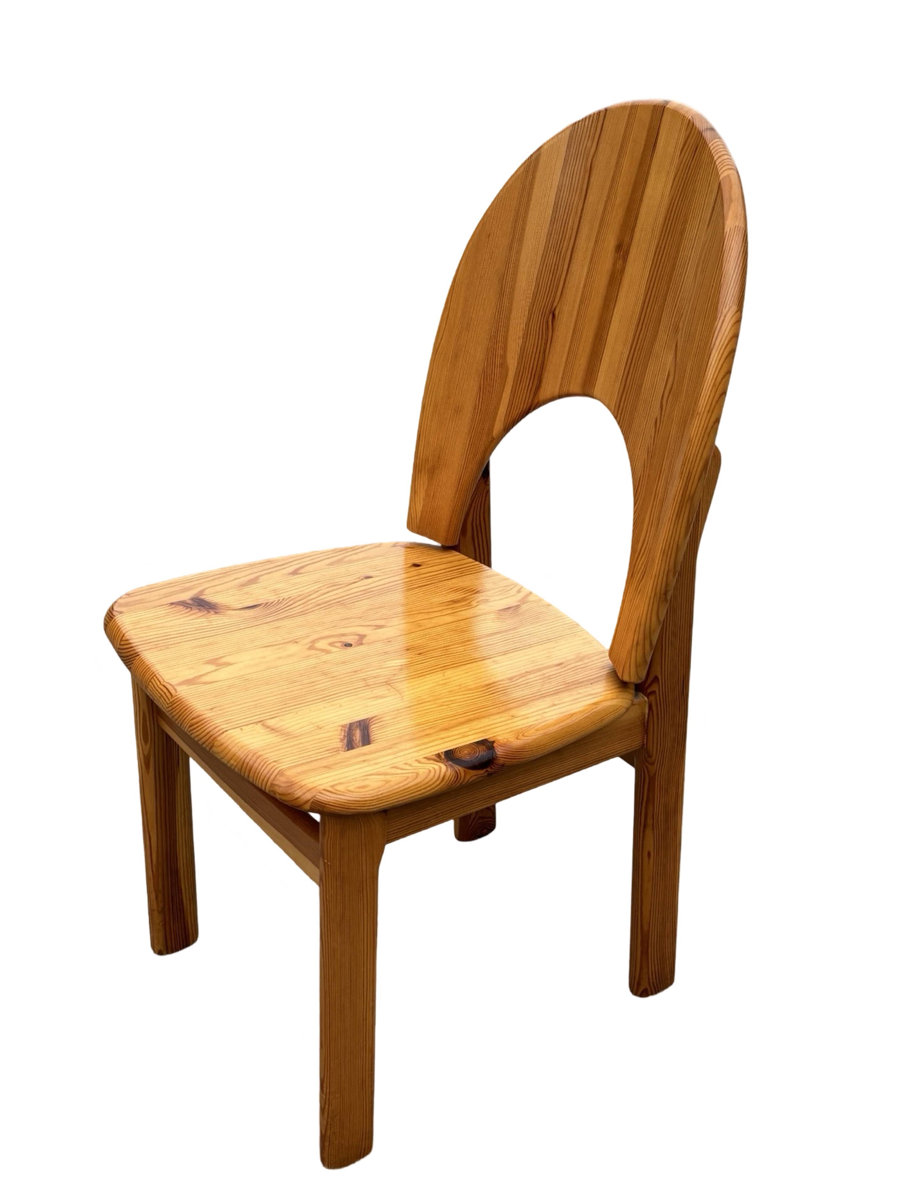 Vintage set of four pinewood chairs Rainer Daumiller minimalist design