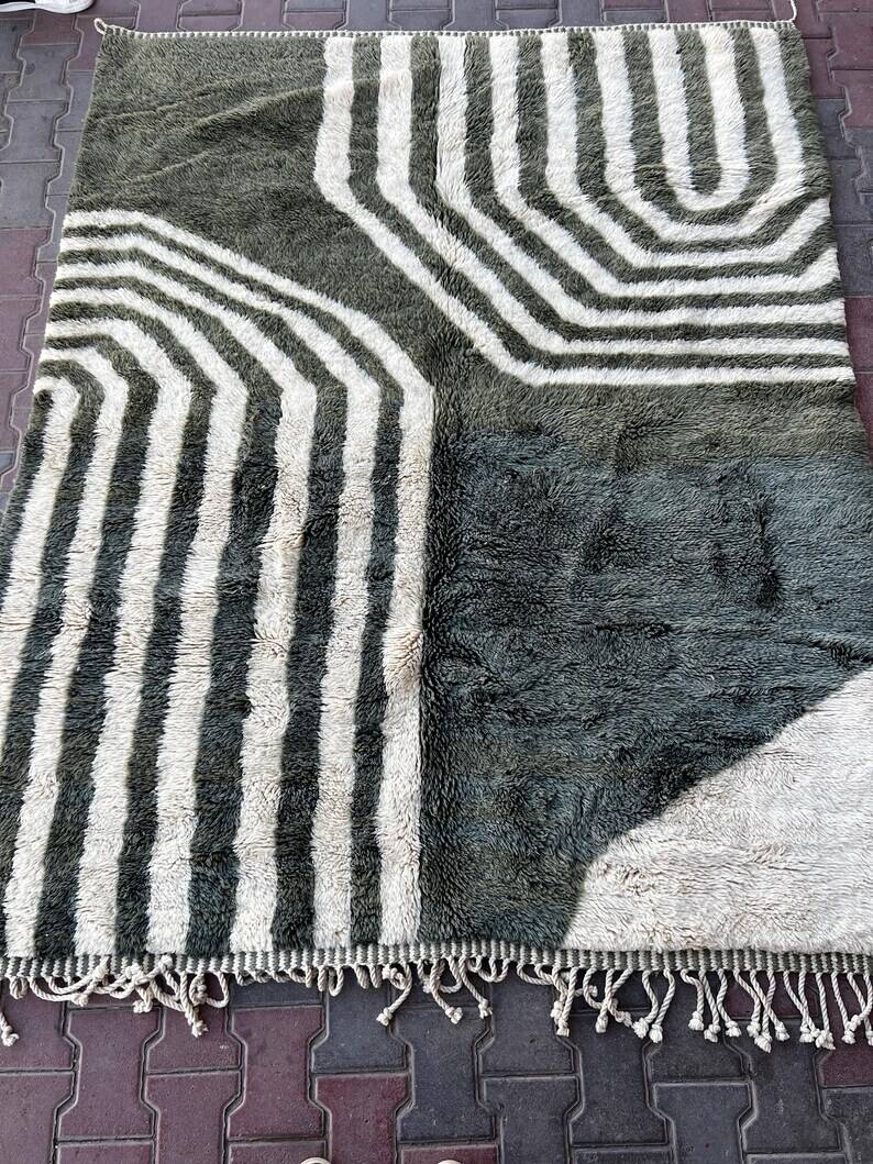 Green Beni Mrirt Rug Custom Made Moroccan Rug150/250cm