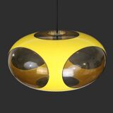 Rare suspension OVNI en forme d'œil d'insecte de l'ère spatiale Belgique massive couleur jaune