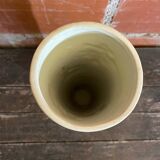 Old Rolled Vase Beige Ceramic Polychrome Flower Decor Vintage #D