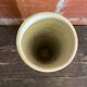 Old Rolled Vase Beige Ceramic Polychrome Flower Decor Vintage #D