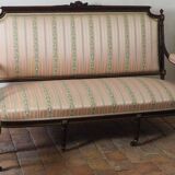 Antique French Empire Style Sofa and Chairs: Pink Satin Furniture Set