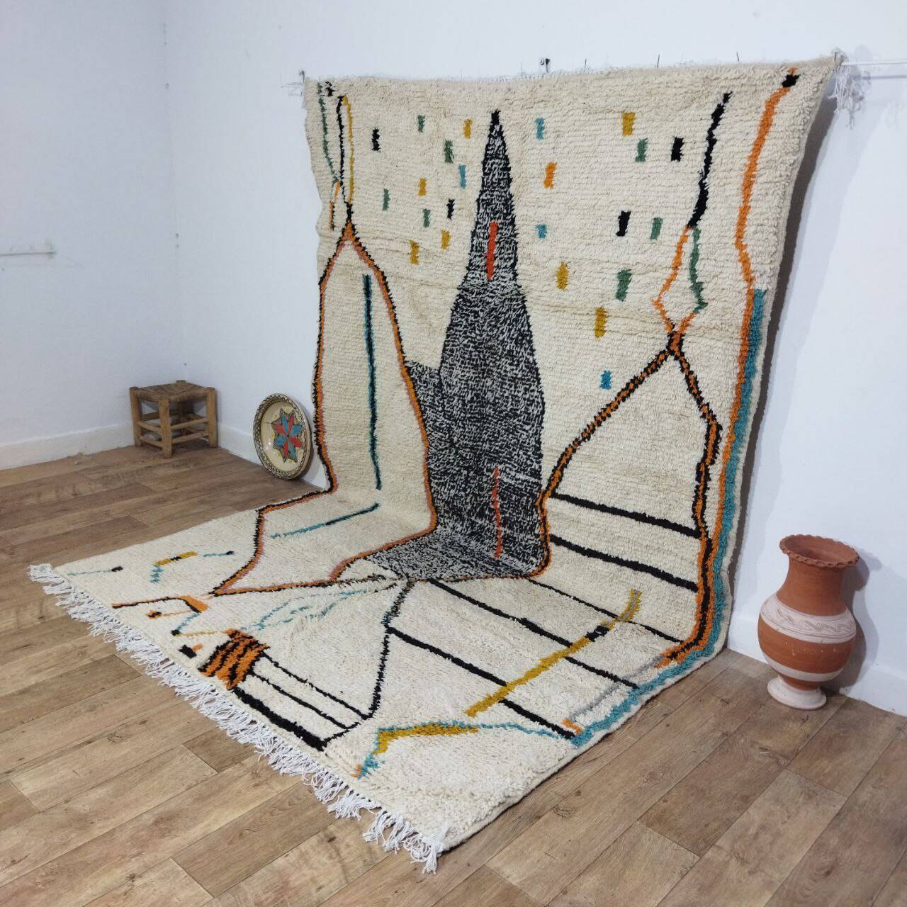 Handmade wool Berber rug 309X200 cm