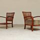Pair of Krasna Jizba Art Deco solid wood armchairs