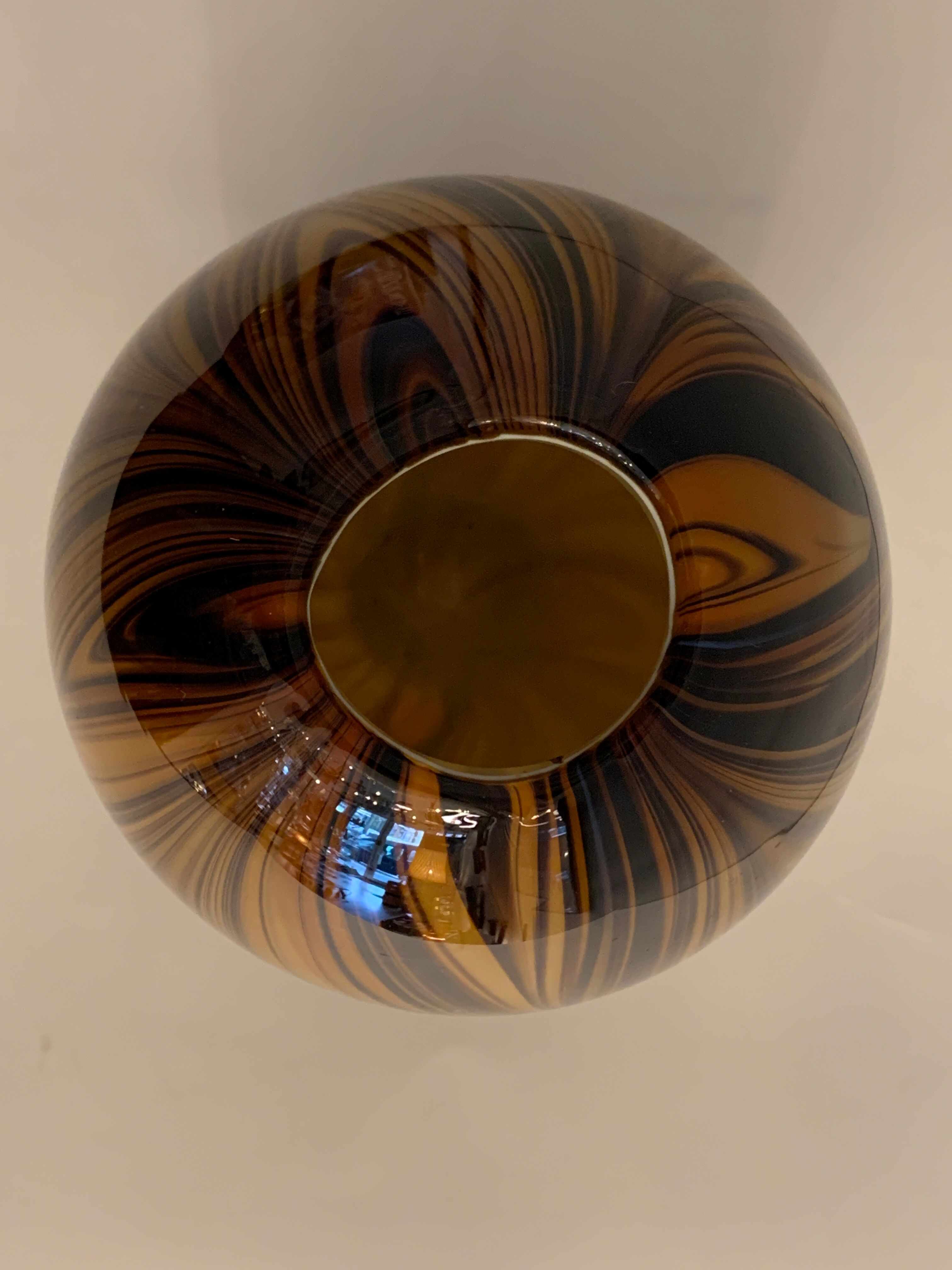 Yellow and black glass vase