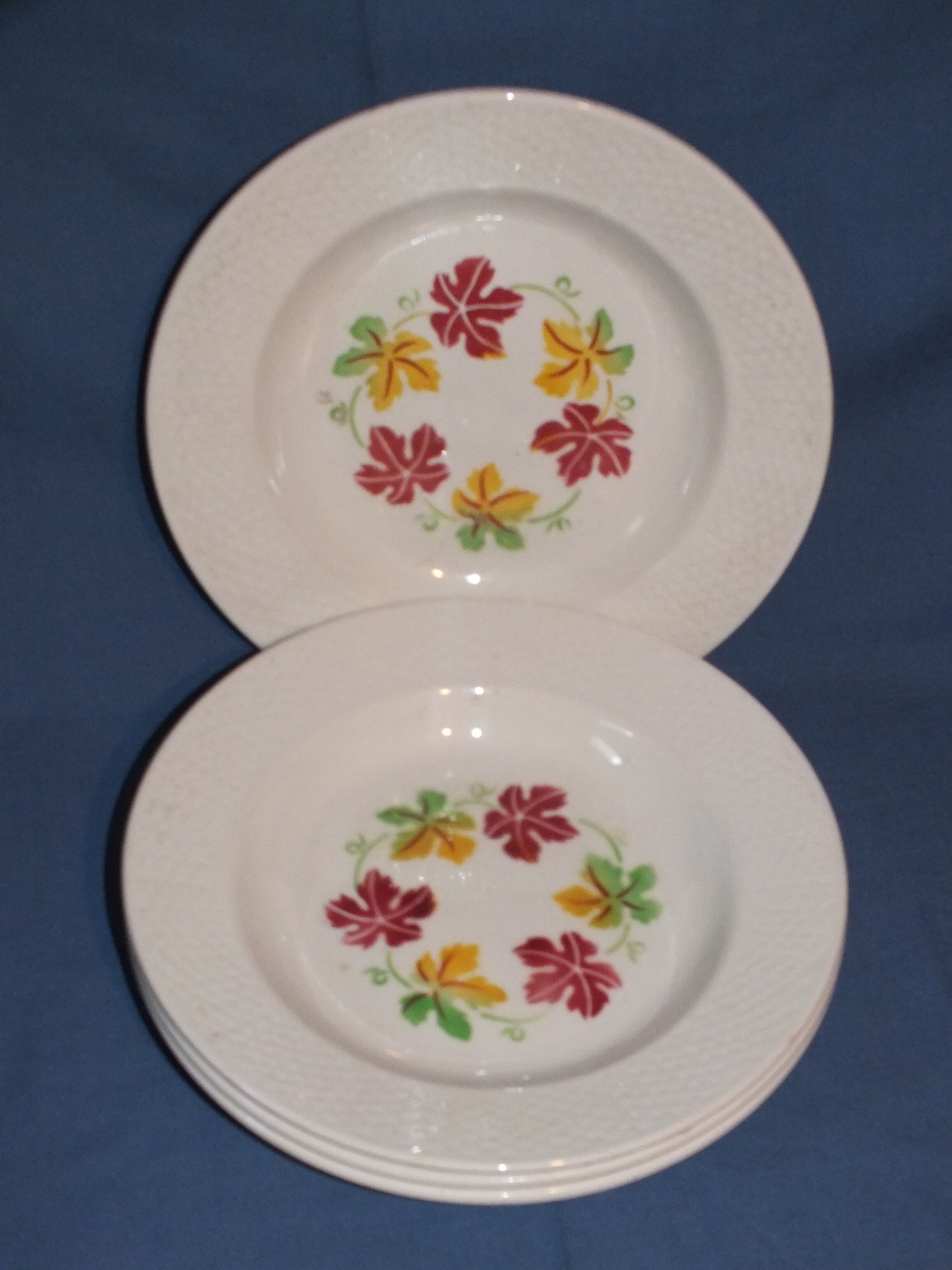 5 Digoin Sarreguemines vintage plates - pampres service