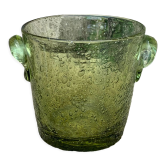 Blown glass ice bucket signed Biot Collector