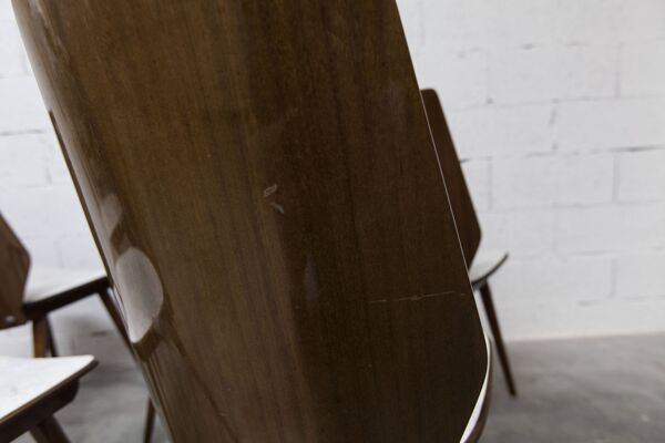 Lot de 6 chaises Baumann modèle 840 G2S finition acajou verni, 1963