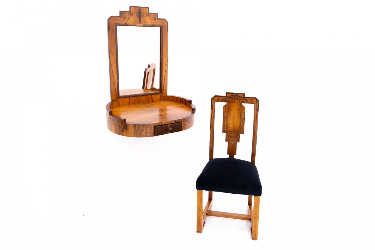 Dressing table with chair in Art Deco style, Poland, mid-20th century.