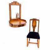 Coiffeuse avec chaise de style Art Déco, Pologne, milieu du XXe siècle.