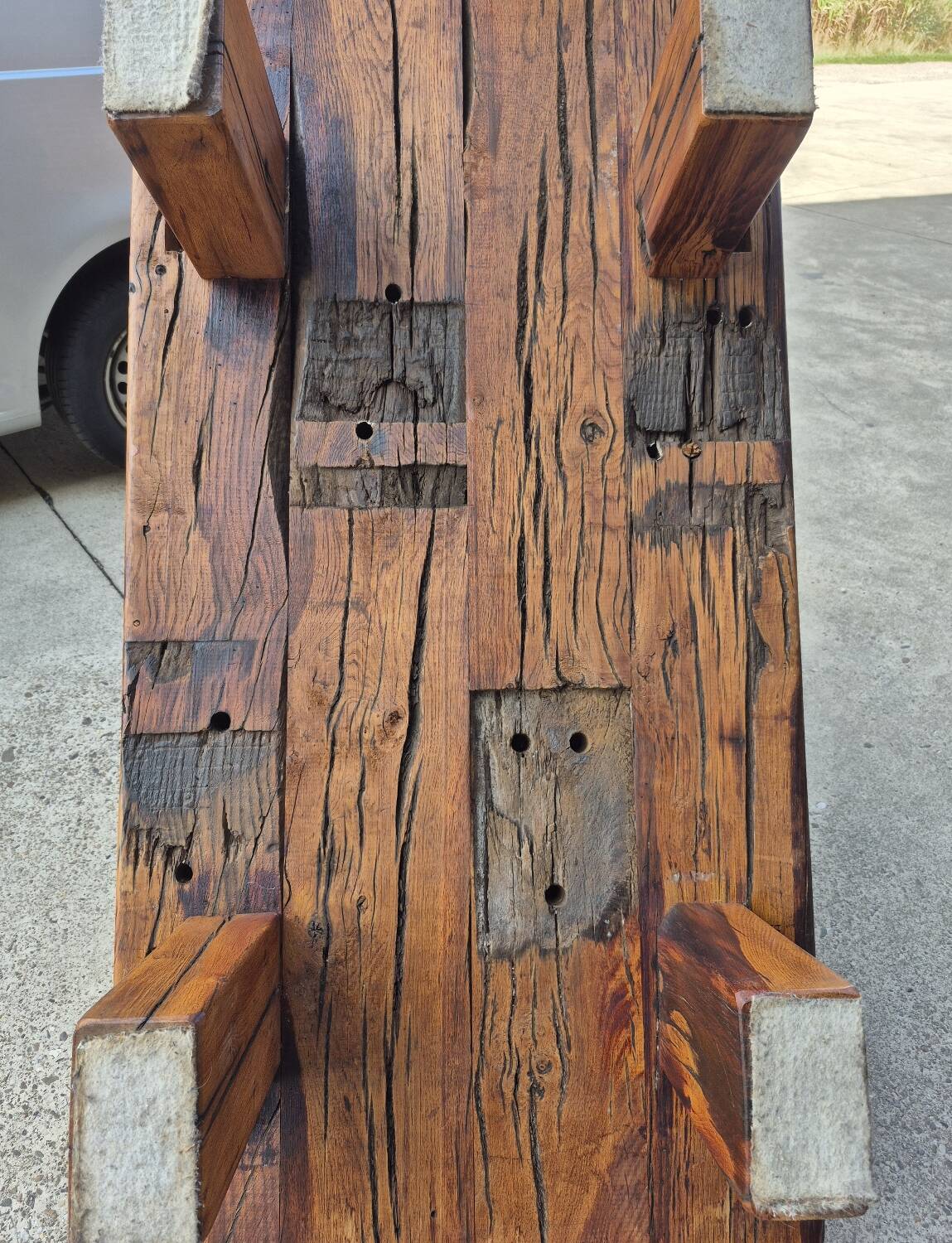 150 cm vintage solid oak rustic brutalist wabi sabi beam coffee table