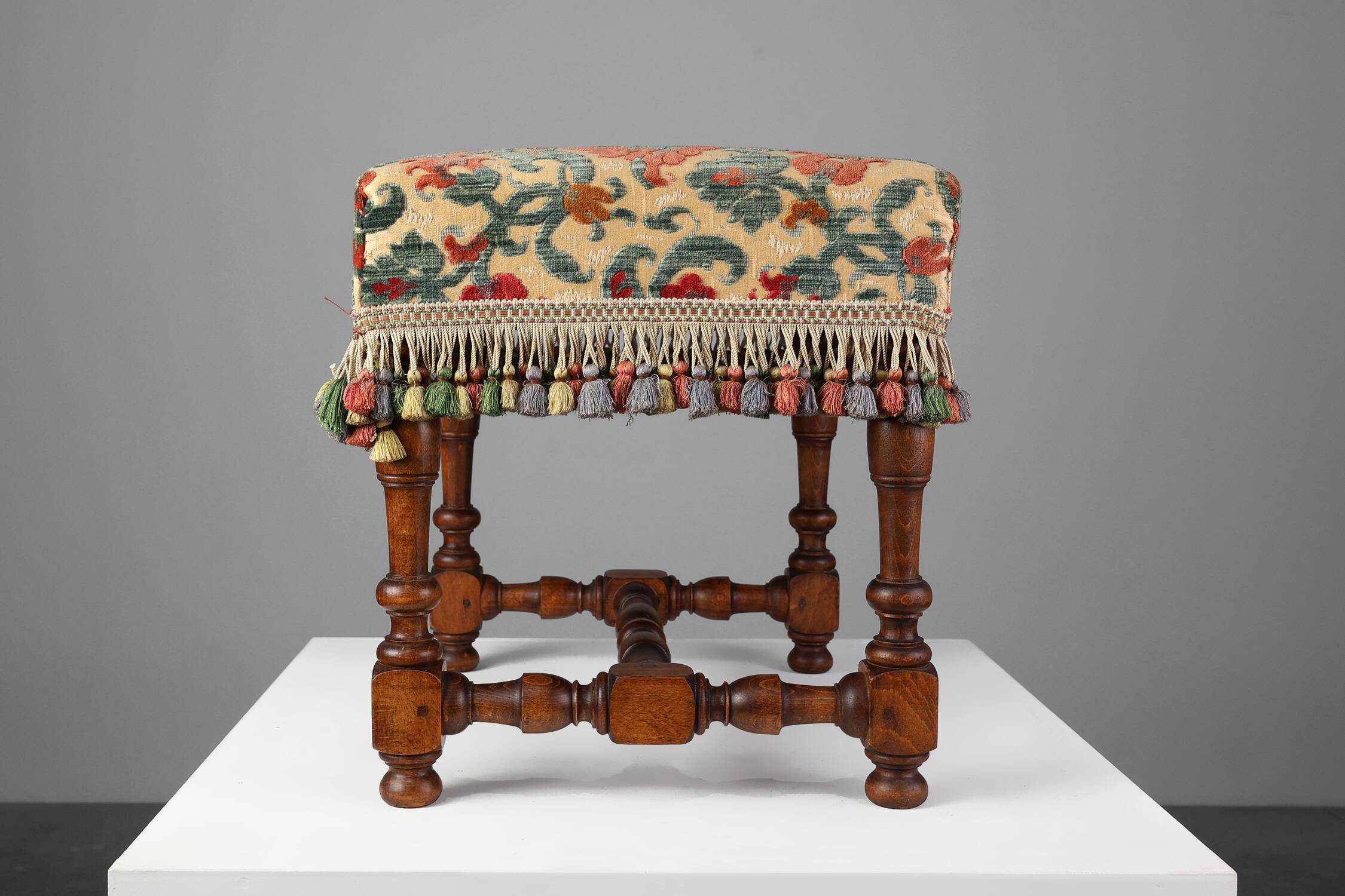 Early 20th Century Wood & Fabric footstool, France