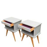 Pair of vintage 1950s compass foot bedside tables