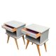 Paire de chevets pieds compas vintage 1950