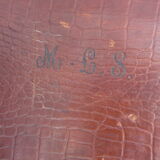 Leather and brass nineteenth monogrammed MCS suitcase