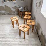 Set of 6 Olof Ottelin stools, Finland 1950.
